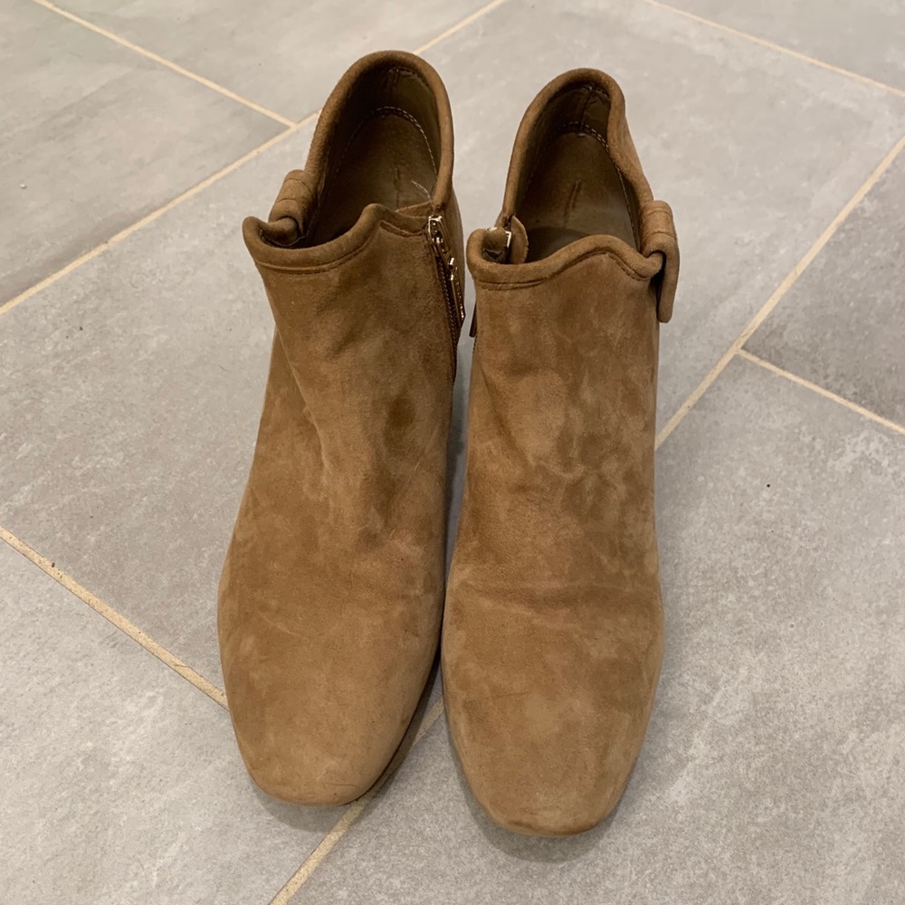Ivanka Trump tan suede booties